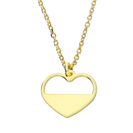 Naszyjnik pozłacany serce pół pełne/anker TB 18211 próba 925