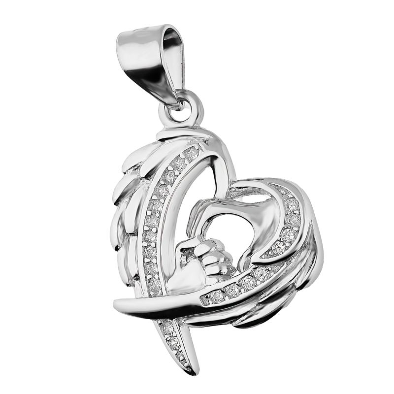 Serduszko srebrne dłonie w skrzydłach anioła TB 11540 próba 925