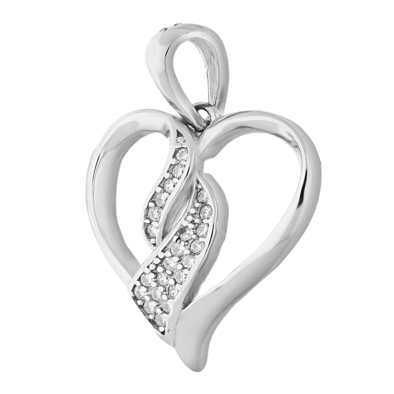 Serduszko srebrne z falą i cyrkoniami TB 18765 próba 925