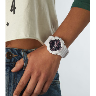 Zegarek damski Casio G-Shock GMA-S140M-7AER – wstrząsoodporny, 200M, analogowo-cyfrowy, biały, sportowy