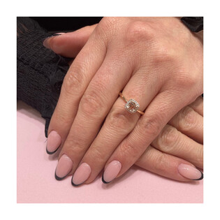 Pierścionek z różowego złota z morganitem i diamentami AW 58266 R-MO CUSHION próba 585
