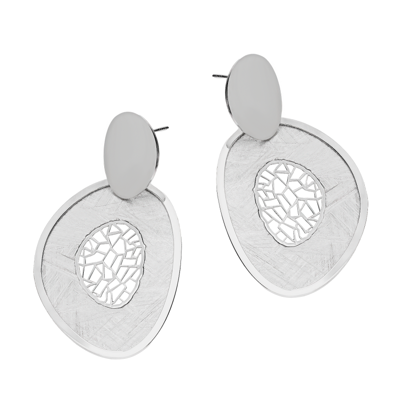 Kolczyki srebrne szczotkowany i gładki owal