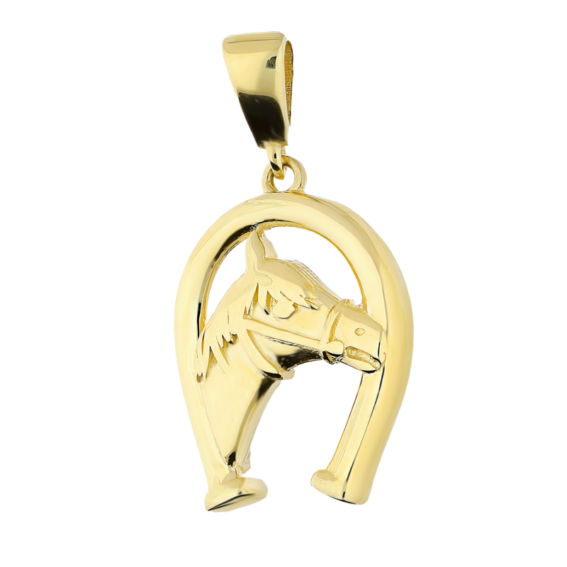 Zawieszka złota podkowa z głową konia MZ T23-T60-PPC-0300 próba 375