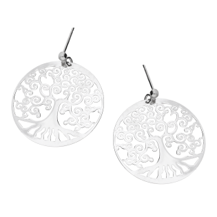 Kolczyki srebrne drzewko szczęścia w kole/sztyft  NI OR8693 ROD próba 925