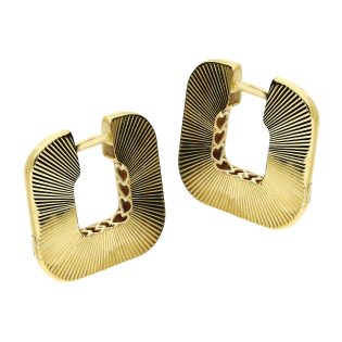 Kolczyki złote kwadratowe kółka grawerowane/zatrzask OL FZE135 DC2 próba 585