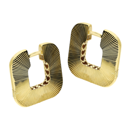 Kolczyki złote kwadratowe kółka grawerowane/zatrzask OL FZE135 DC2 próba 585