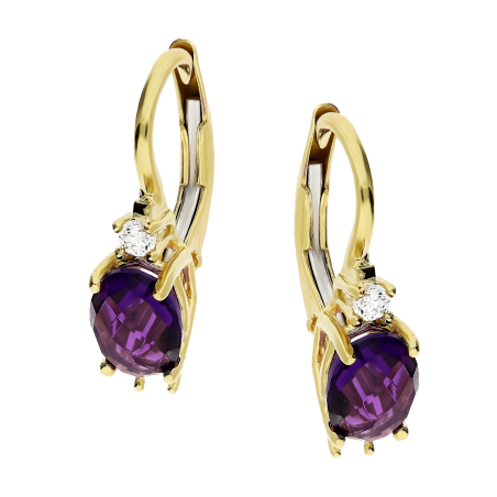 Kolczyki złote NOBLE z fioletową owalną cyrkonią/big.zam. OS 96-5187 AME próba 585