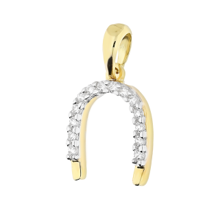 Zawieszka złota podkowa z białymi cyrkoniami OS 96-9087-PE próba 585
