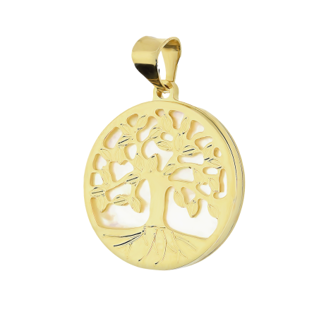 Zawieszka złota drzewko w kółku z masą perłową OS 129-LP08  Au 585
