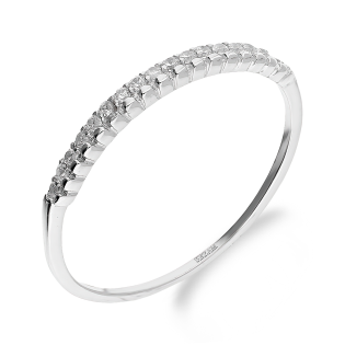 Pierścionek srebrny LINE z białymi cyrkoniami