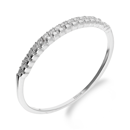 Pierścionek srebrny LINE z białymi cyrkoniami