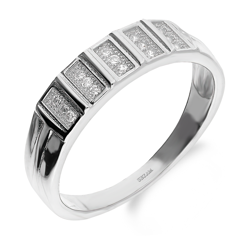 Pierścionek srebrny prostokąty z cyrkoniami HS1559 próba 925