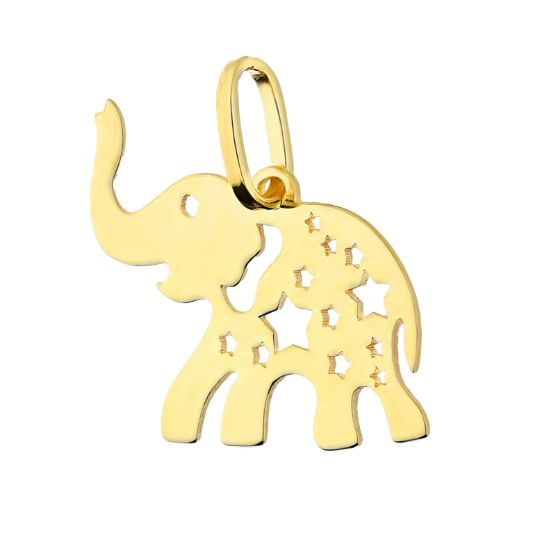Zawieszka złota ażurowy słoń z gwiazdkami OS 249-11783-PE próba 585