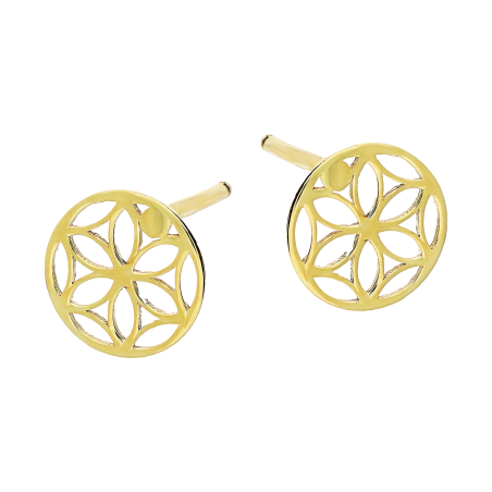Kolczyki złote ażurowe koło/sztyft PW512 próba 375