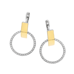 Kolczyki srebrne koło ramka z cyrkoniami i złota blaszka/ang.zap. PX 945_AU375 blaszka gold