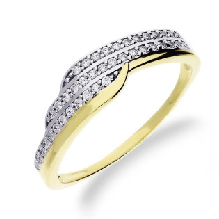 Pierścionek złoty z trzema rzędami białych cyrkonii OS 96-5388-AN-9 próba 585