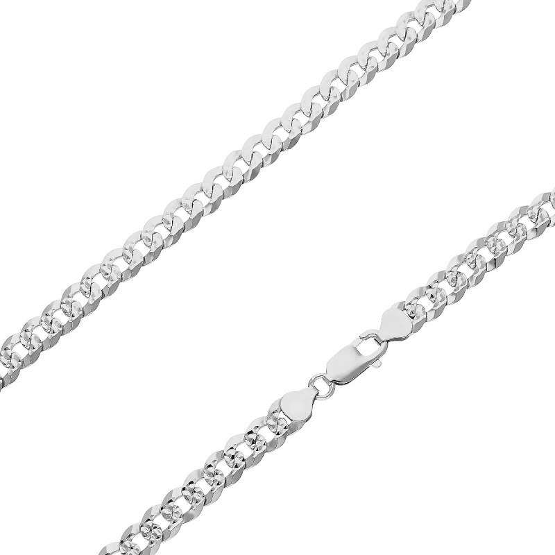 Łańcuszek srebrny typu pancer pave