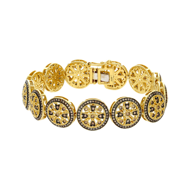 Złota bransoleta z szampańskimi diamentami LC JB1626CHY-1 próba 585