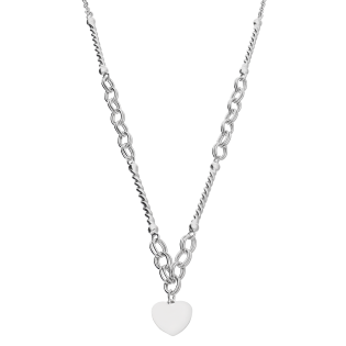 Naszyjnik srebrny gładkie serce i zawijane pałki/rolo+anker AT-367 próba 925