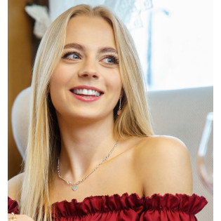 Naszyjnik srebrny gładkie serce i zawijane pałki/rolo+anker AT-367 próba 925