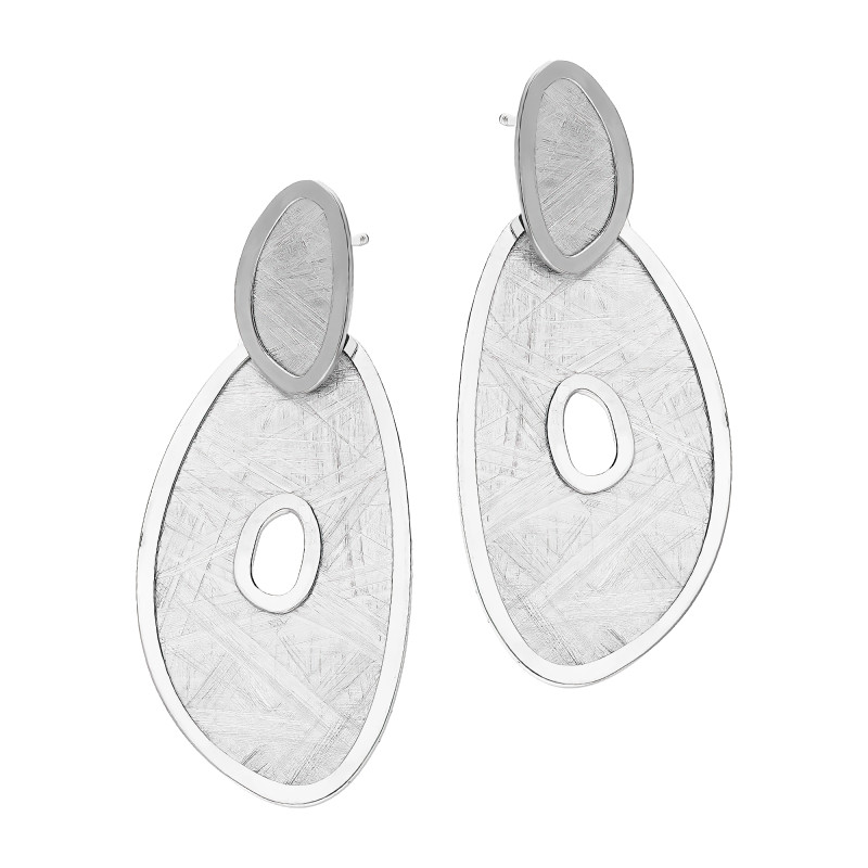 Kolczyki srebrne szczotkowany i gładki owal/sztyft M3-003 ROD próba 925