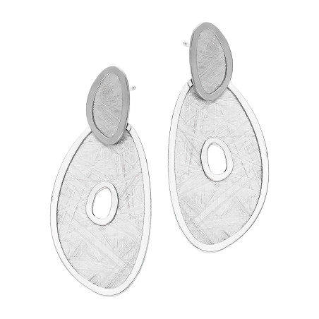 Kolczyki srebrne szczotkowany i gładki owal/sztyft M3-003 ROD próba 925