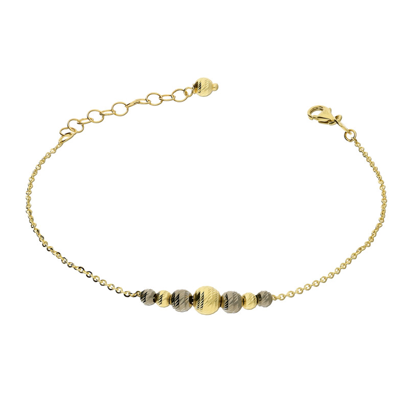 Bransoleta złota grawerowane kulki 3-5mm/anker M3-028-1 próba 585