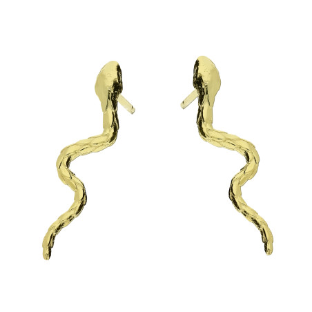 Pozłacane kolczyki srebrne w kształcie węża - JubilerSezam.pl
