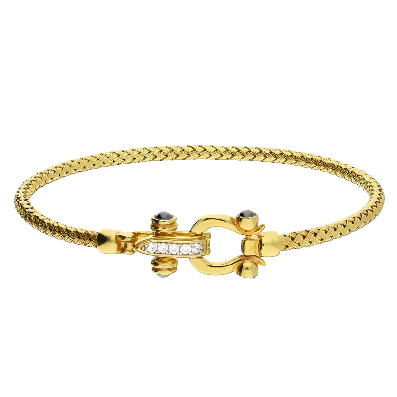 Pozłacana Bransoletka Bangla Srebro 925 z Cyrkoniami - JubilerSezam.pl