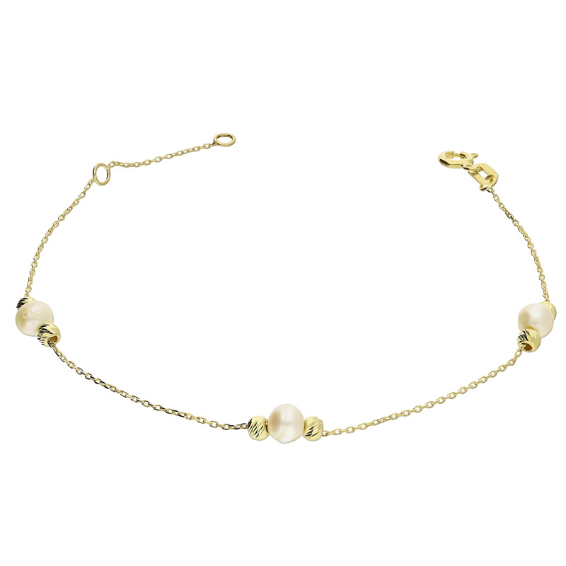 Bransoleta złota z perłami i grawerowanymi kulkami/anker MZ T23-CTB-10 próba 375