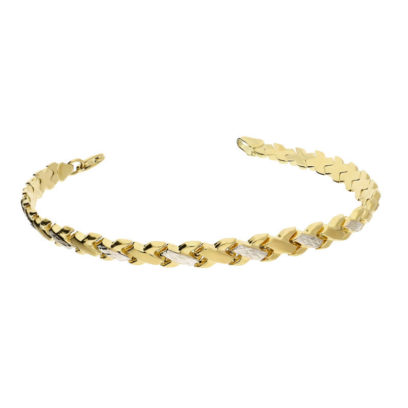 Bransoleta złota kształt X z ozdobnym grawerem OS 193-003-SAT-DIA próba 585