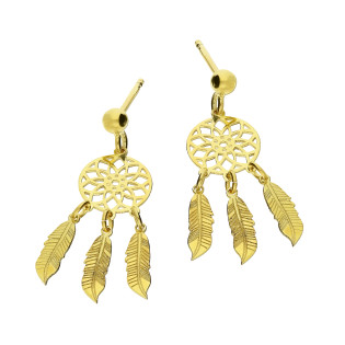 Kolczyki złote łapacz snów/sztyft PW514 próba 375