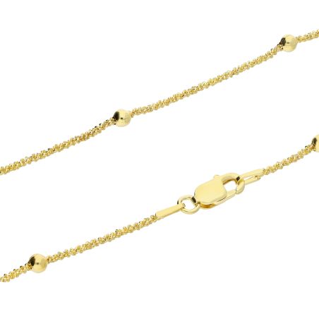 Łańcuszek pozłacany fantazja daisy i kulki BC 1820-025 BEAD GOLD próba 925