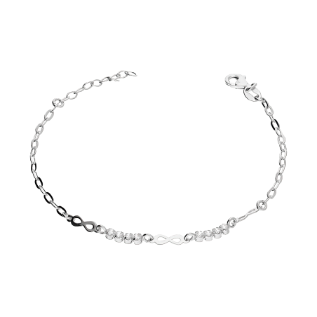 Bransoleta srebrna trzy infinity i dwa rzędy białych cyrkonii/anker long NI BRN34097 ROD próba 925