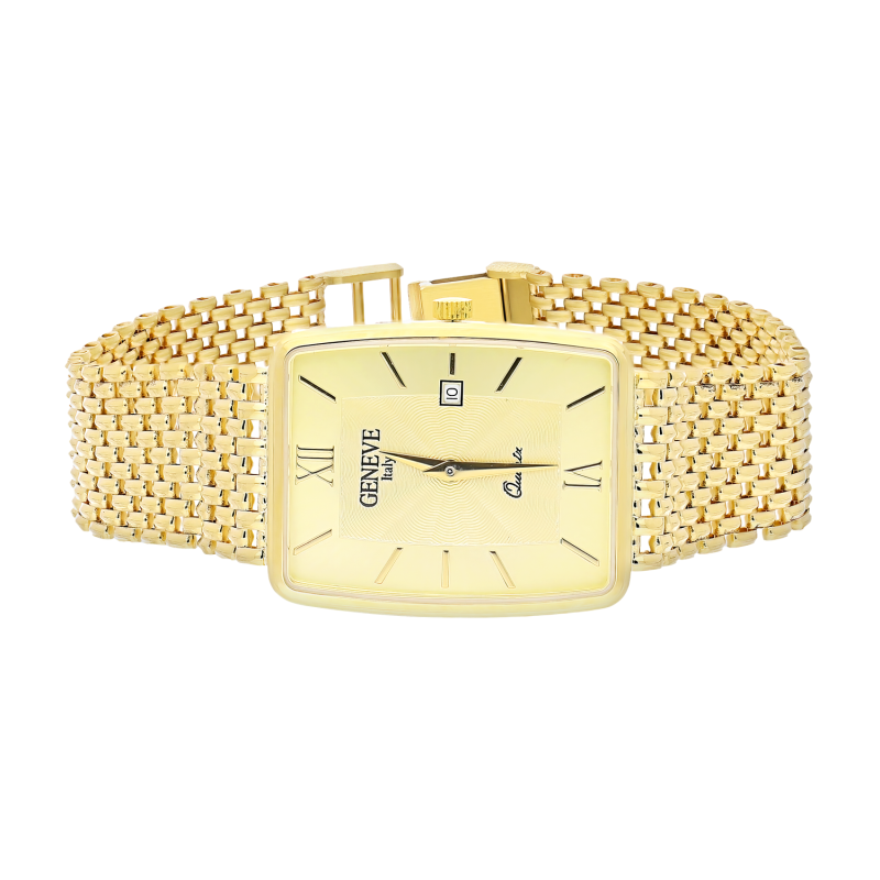 Złoty Zegarek Męski Prostokątna Tarcza Biżuteryjny - JubilerSezam.pl