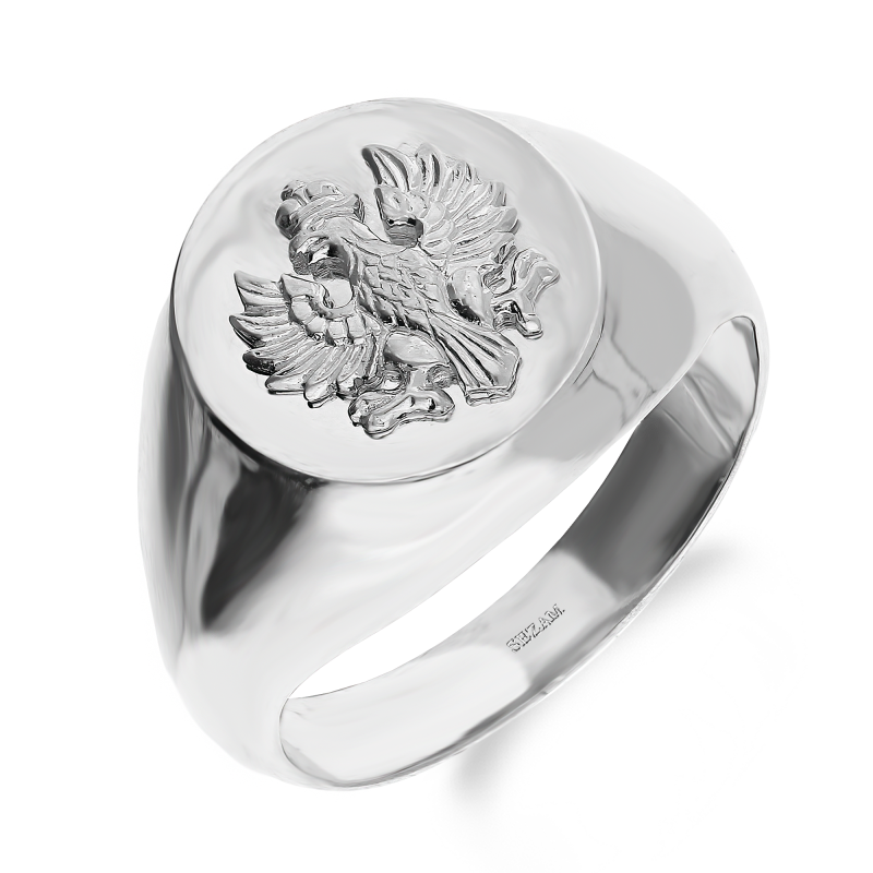 Sygnet srebrny PATRIOTIC orzeł w kole  MV 0035 rod próba 925