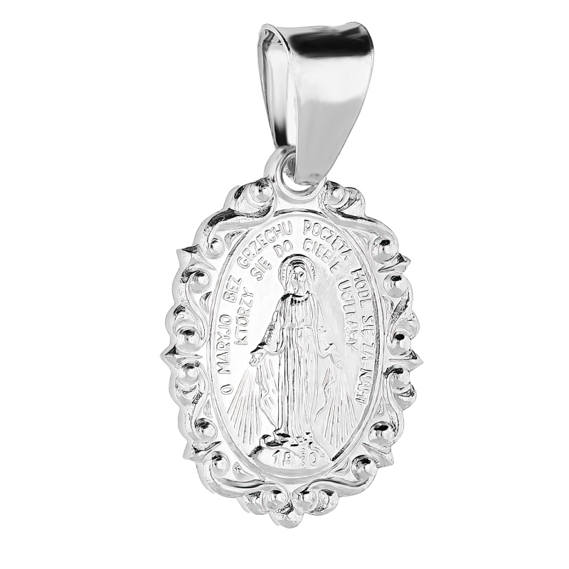 Medalik srebrny Niepokalana w owalu MV M023 rod próba 925