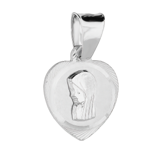 Medalik srebrny Fatimska w grawerowanym sercu MV MD208 rod próba 925