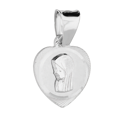 Medalik srebrny Fatimska w grawerowanym sercu MV MD208 rod próba 925