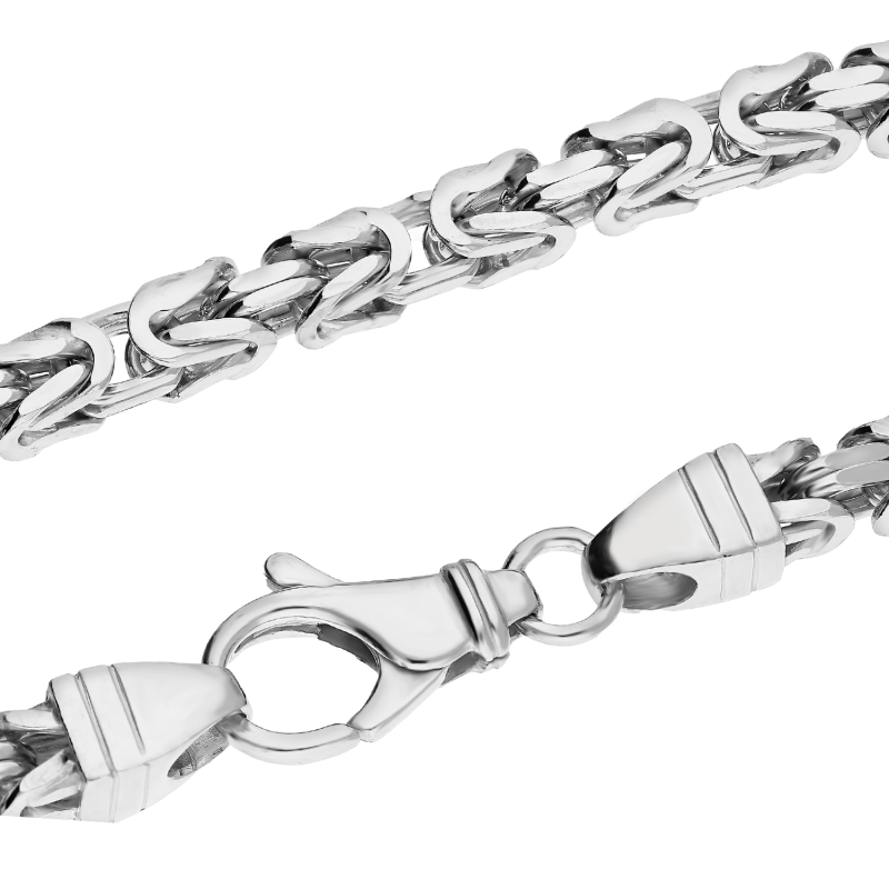 Łańcuszek srebrny rodowany splot królewski