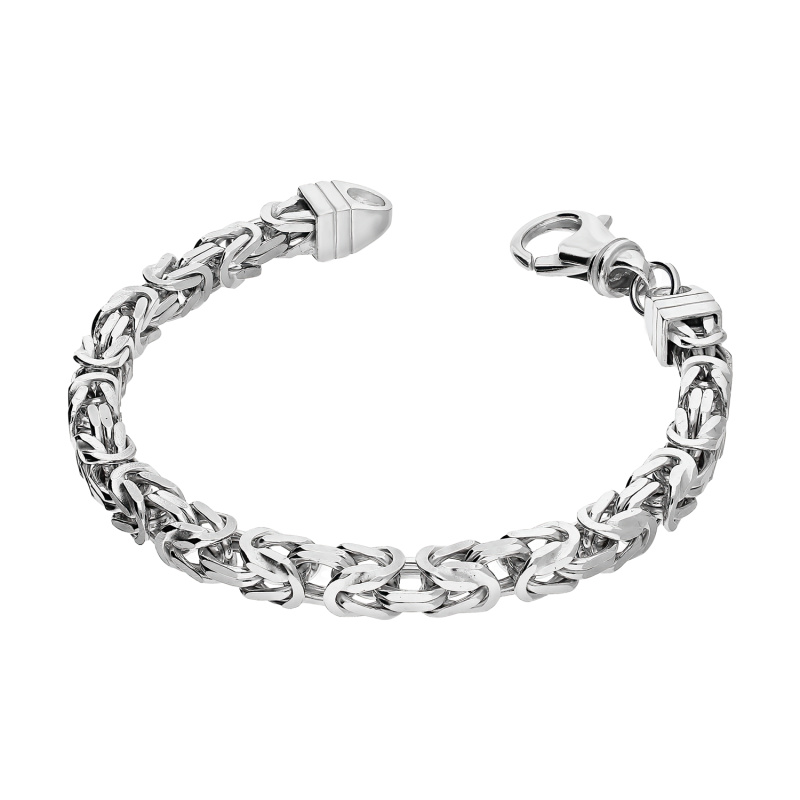 Bransoleta srebrna rodowana splot królewski