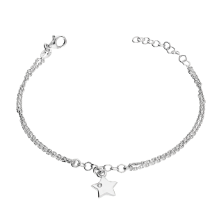 Bransoleta srebrna podwójna gwiazdka z cyrkonią/rolo NI BRN23085 ROD próba 925