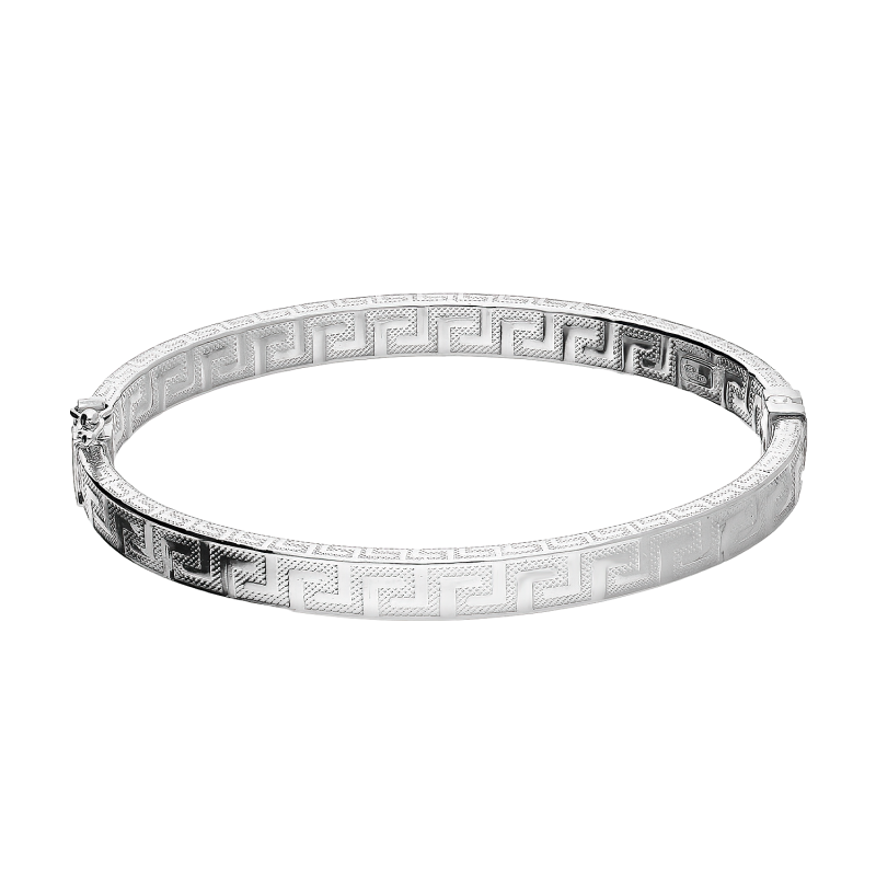 Bransoleta srebrna typu bangle ze wzorem greki próba 925