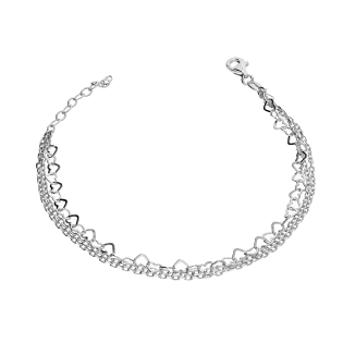 Bransoleta srebrna łańcuszek serca i anker 2x NI BRN29176 ROD próba 925