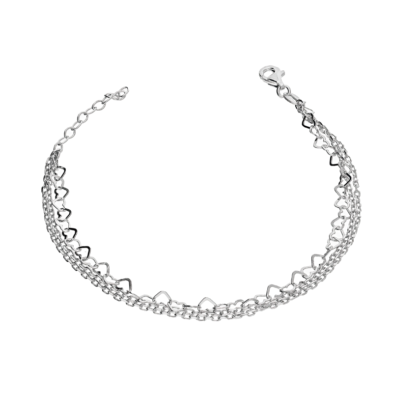 Bransoleta srebrna łańcuszek serca i anker 2x NI BRN29176 ROD próba 925