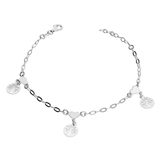 Bransoleta srebrna drzewka w kółku na sercu NI BRN32351 ROD próba 925