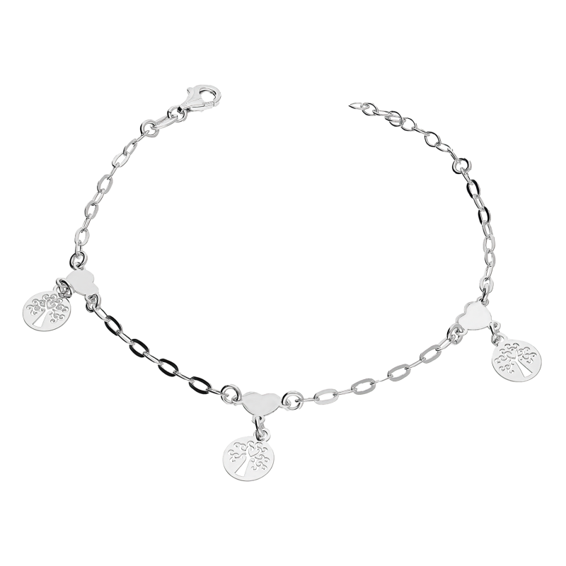 Bransoleta srebrna drzewka w kółku na sercu NI BRN32351 ROD próba 925