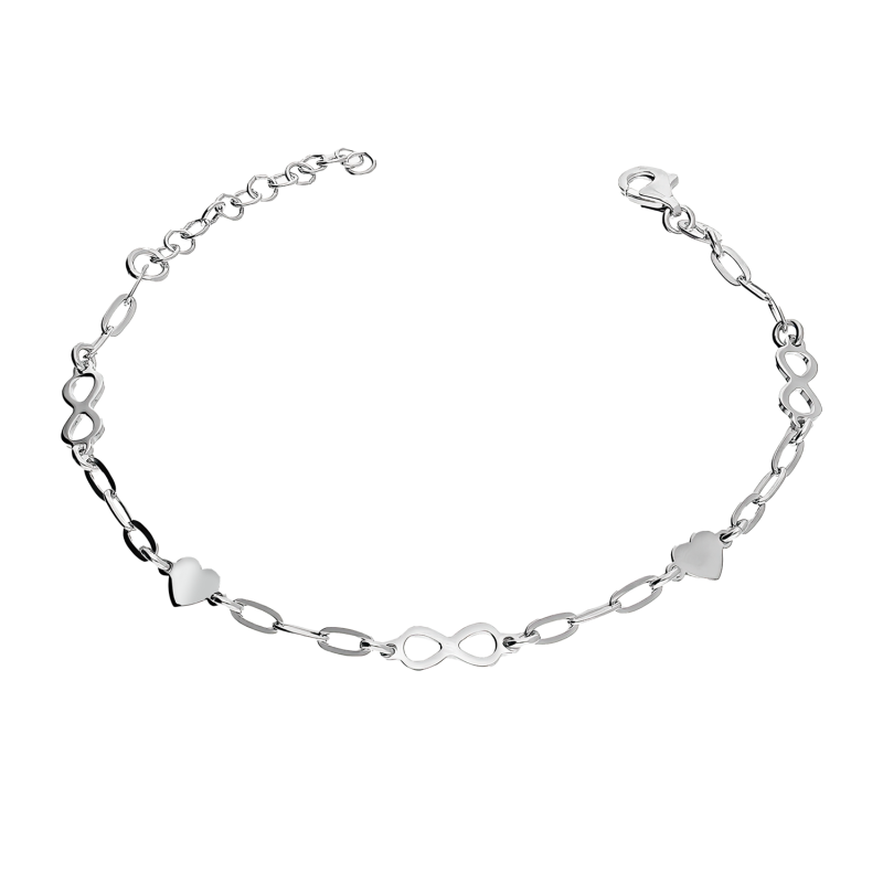 Bransoleta srebrna infinity i serca/anker NI BRN32400 ROD próba 925