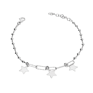 Bransoleta srebrna gwiazdki na anker long i kulki NI BRN32855 ROD próba 925