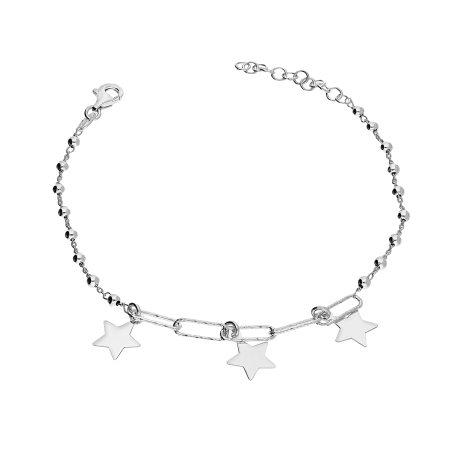 Bransoleta srebrna gwiazdki na anker long i kulki NI BRN32855 ROD próba 925